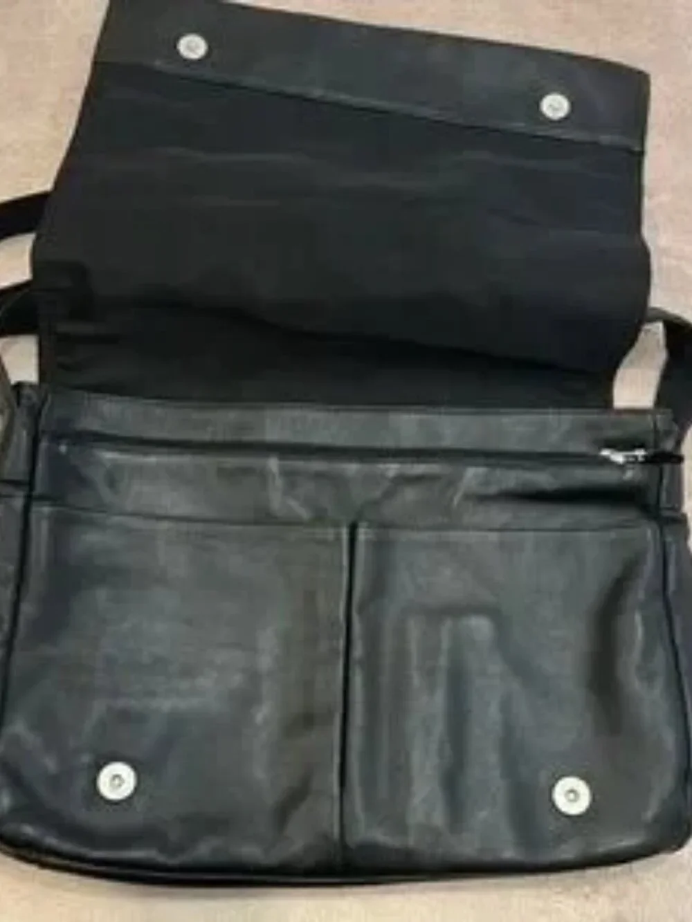 Vintage Manfield Genuine Leather Messenger Laptop Briefcase Black Crossbody Bag